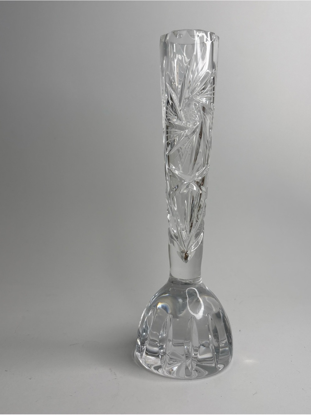 Vintage Cut Crystal Bud Vase - Heavy Weighted Base - 7” Tall.